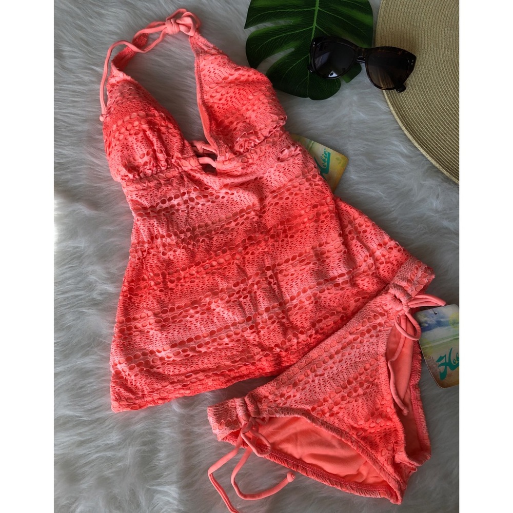 🆕 Hobie orange crochet tankini set